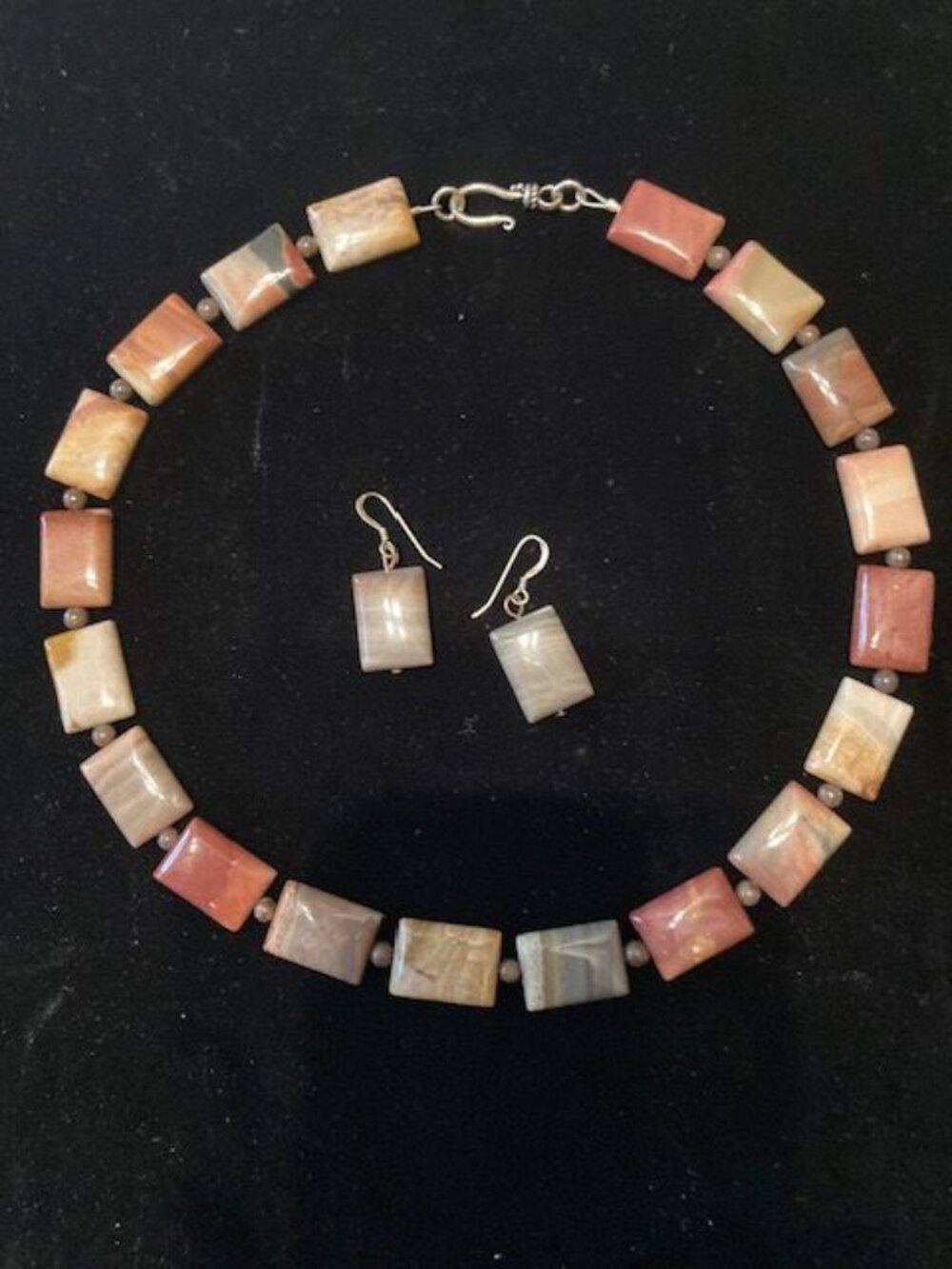 Multi Shades Brown Stone Beaded Necklace and Earring Set